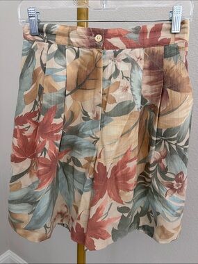 Vintage Toni Garment for CC Magic Tropical Floral Pleated High Rise Shorts Small